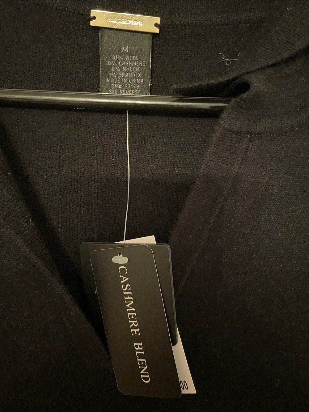 Magaschoni Black Midi Dress with V-Notch Neckline - Picture 2 of 5